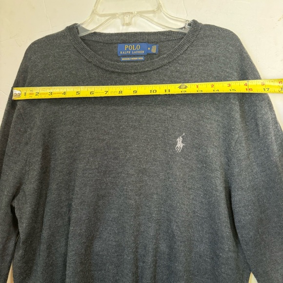 POLO RALPH LAUREN Washable Wool Crewneck Sweater Jumper Logo Top Minimalist M - Picture 12 of 15